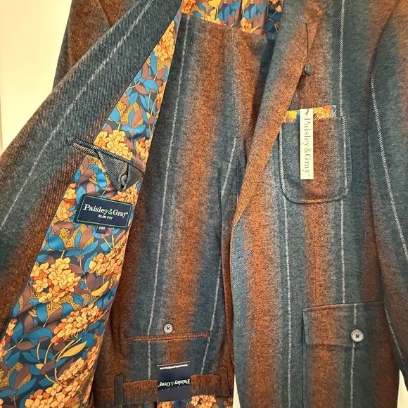 New w tags! Paisley & Gray Slim Fit Bromley Notch fall Suit. 44R, pants-38x32. - Picture 6 of 16